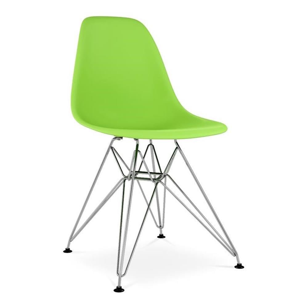 Aron Living Tower 17" Plastic and Chrome Steel Dining Chair in Green