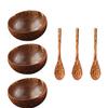 12-15cm Natural Coconut Bowl protection wooden bowl Coconut Wood tableware Spoon Set coco smoothie Coconut Kitchen Environmental (3 spoon 3 bowl) view 1