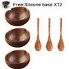 12-15cm Natural Coconut Bowl protection wooden bowl Coconut Wood tableware Spoon Set coco smoothie Coconut Kitchen Environmental (3 spoon 3 bowl) view 2