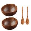 12-15cm Natural Coconut Bowl protection wooden bowl Coconut Wood tableware Spoon Set coco smoothie Coconut Kitchen Environmental (2 spoon 2 bowl) view 1