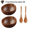 12-15cm Natural Coconut Bowl protection wooden bowl Coconut Wood tableware Spoon Set coco smoothie Coconut Kitchen Environmental (2 spoon 2 bowl) view 2