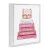 Stupell Industries Pink Book Stack Fashion Handbag Wall Art, 17 x 17, White Framed view 3