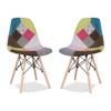 Aron Living Pyramid 17.5" Cotton and Wood Dining Chair in Multi-Color (Set of 2) view 1