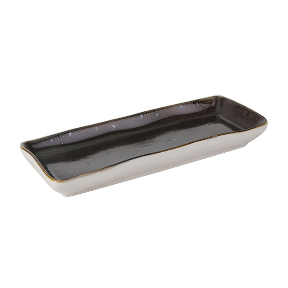 Tuxton Artisan Geode Mushroom 13-3/4-Inch x 5-Inch x 1-1/4-Inch Tray, Set of 12, Black/Brown; Heavy Duty; Chip Resistant; Lead and Cadmium Free; Freezer to Oven Safe up to 500F