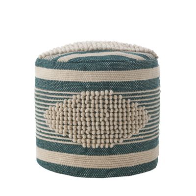 Christopher Knight Home Lucknow Pouf, White + Teal Small