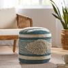Christopher Knight Home Lucknow Pouf, White + Teal Small view 2