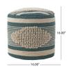 Christopher Knight Home Lucknow Pouf, White + Teal Small view 3