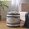 Christopher Knight Home Lucknow Handcrafted Cylinder Pouf - White/Denim Blue view 2