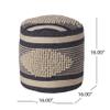Christopher Knight Home Lucknow Handcrafted Cylinder Pouf - White/Denim Blue view 3