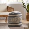 Christopher Knight Home Lucknow Handcrafted Cylinder Pouf - White/Navy Blue view 2