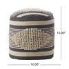 Christopher Knight Home Lucknow Handcrafted Cylinder Pouf - White/Navy Blue view 3
