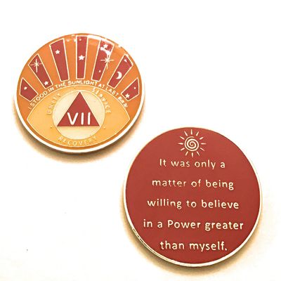 7 Year AA Medallion, I Stood in The Sunlight, Orange & Yellow Chip, Token, Coin