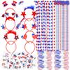WODMAZ 106 Pcs Patriotic Party Favors, Fourth of July Accessories of Headbands Star Bead Necklaces Glasses Tattoo Stickers for 4th of July Independence Day Memorial Day view 1