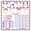 WODMAZ 106 Pcs Patriotic Party Favors, Fourth of July Accessories of Headbands Star Bead Necklaces Glasses Tattoo Stickers for 4th of July Independence Day Memorial Day view 2