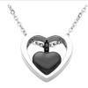 QJZM Collar de cenizasStainless Steel Gold,Rose Gold,Black Gun,Double Heart Ash Necklace Urn Ashes Keepsake Memorial Pendant Custom Cremation Jewelry-Black_Custom_60_cm view 1