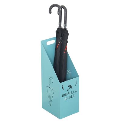 Umbrella Racks Blue Iron Umbrella Stand Holder, Space-Saving Home and Commercial Corridor Entrance Umbrella Basket, with Hook and Drip Tray