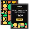 T-SIGN 24x36 Inches Picture Frame -Poster Frame Wall Mounting Document Certificate Frames - Aluminum with 1 PVC Transparent Protective Film, 1 inch Profile Black Wall Mounted Display (Pack of 2) view 1