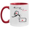 Long Distance Gift Alaska Pennsylvania Though We May Be Far Apart We Will Always Be Close At Heart Long Distance Mug State to State Mug State Map Gift Coffee Cup 11oz Red view 1