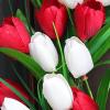 15.7 Inch Artificial Tulip Wreath, White and Red Flower Garland with Green Leaves Spring Summer Tulip Wreaths for Window Wall Hanging Wedding Home Decor view 3