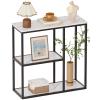 WOHOMO Console Table, 12 Inch Narrow Entryway Table for Living Room, 31.5 Inch Modern Industrial Sofa Table with 3-Tier Storage Shelves for Corridor, Hallway, White Marble view 1