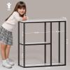 WOHOMO Console Table, 12 Inch Narrow Entryway Table for Living Room, 31.5 Inch Modern Industrial Sofa Table with 3-Tier Storage Shelves for Corridor, Hallway, White Marble view 2