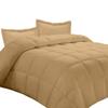 AMAY 100% Egyptian Cotton 3 Piece-All-Season Down Alternative Comforter Set Box Stitched 800 Thread-Count 200 GSM - King Beige Solid view 1