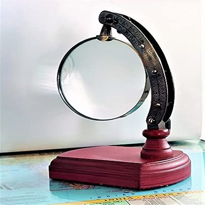 Arch Instruments Wooden Base Decorative Table Top Standing 4 Inches Diameter Round Moveable Magnifier with Adjustable Knobs for Fine Reading