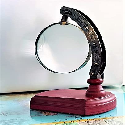 Arch Instruments Wooden Base Decorative Table Top Standing 4 Inches Diameter Round Moveable Magnifier with Adjustable Knobs for Fine Reading