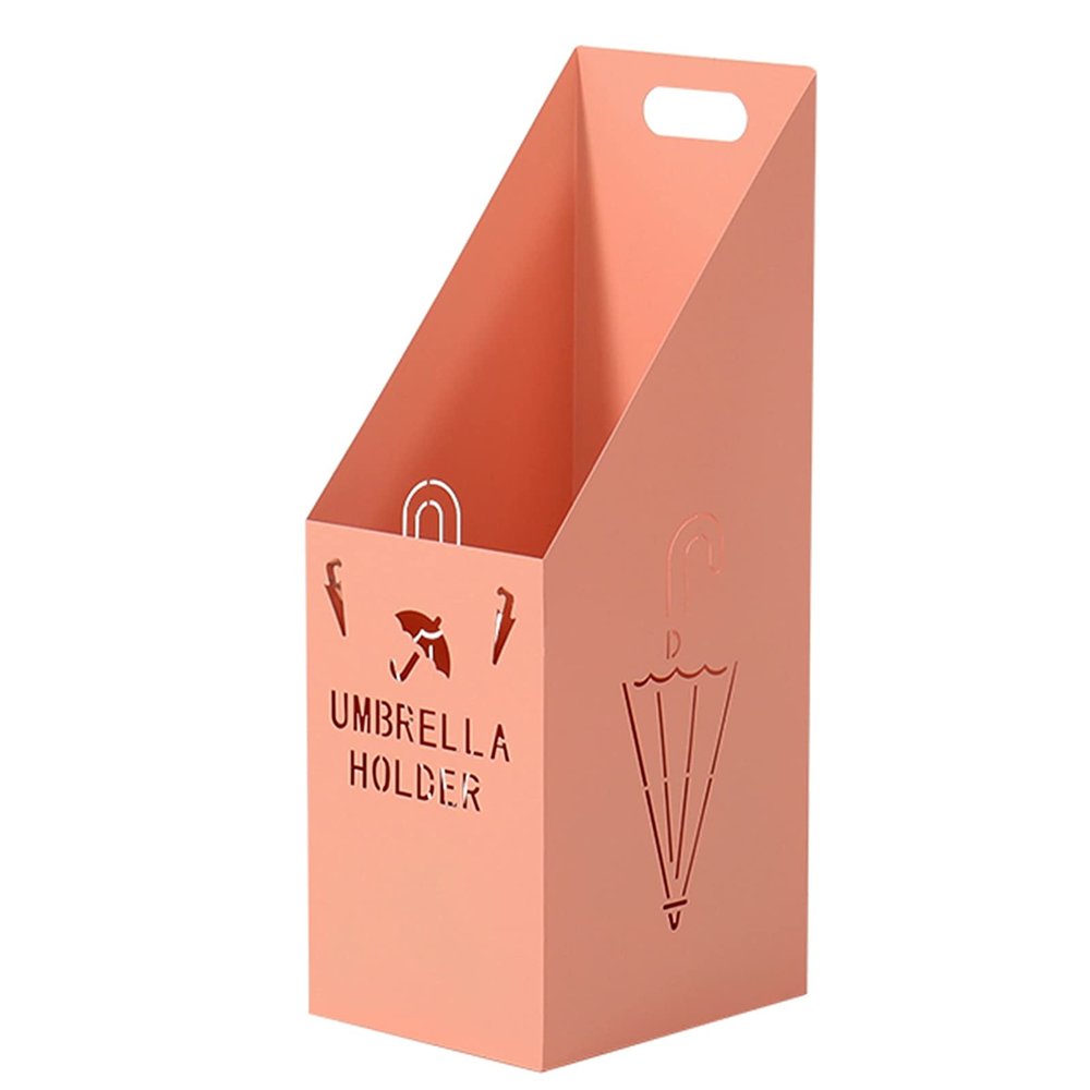Umbrella Racks Macaron Color Metal Umbrella Stand Holder, Large-Capacity Entrance Umbrella Storage Basket with Hook and Drip Tray, Holding 10-17 Umbrellas (Color : Pink)