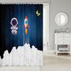 Kids Astronaut Rocket Bath Curtain Cartoon Space Rocket Shower Curtain Galaxy Cosmonaut Spaceman Waterproof Shower Curtains with Hooks Boys Girls Teens Outer Space Bathroom Shower Curtain 72x84 Inch view 2