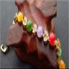 Gold Plate Multi JADE Cabochon Beads Bangle Bracelet Diamond Imitation 100848 view 4