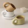 Ceramic Joe Creative Cute Mug Color Ceramic Coffee Milk Cup with Dessert Plate 2-Set (White) view 4