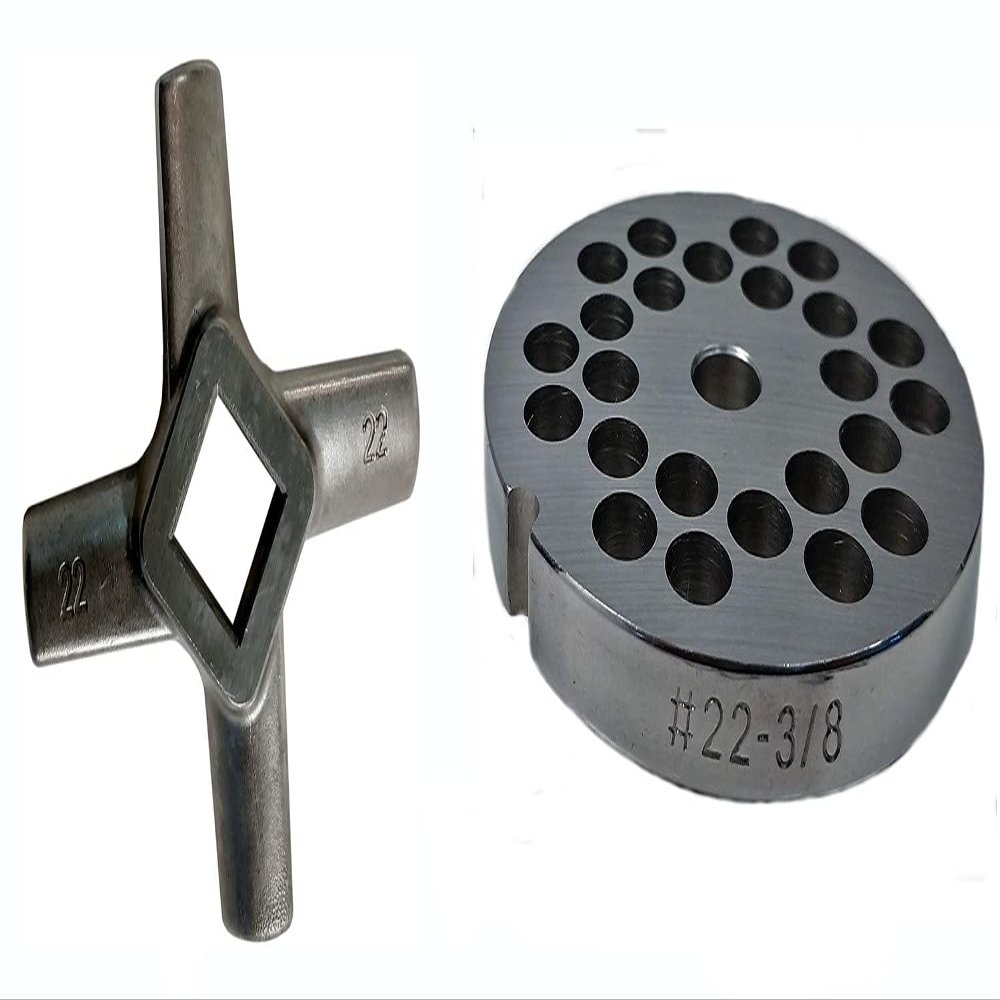 #22 3/8" Reversible Meat Grinder Plate - Cozzini Cutlery Imports (#22-3/8plate with Grinder Knife)