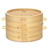 AIZYR Home Bamboo Steamer with Handle, 2 Tier Classic Traditional Design for Cooking Vegetables and Dumplings,30cm view 1