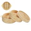 AIZYR Home Bamboo Steamer with Handle, 2 Tier Classic Traditional Design for Cooking Vegetables and Dumplings,30cm view 4