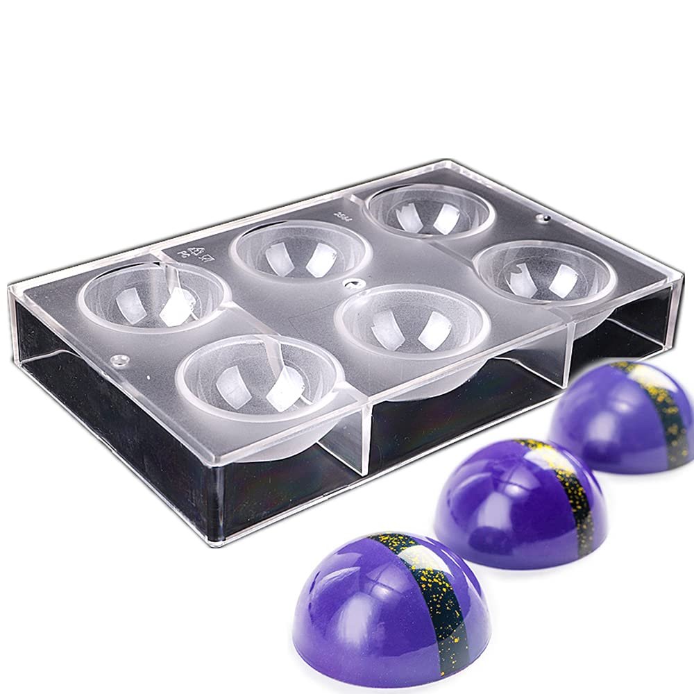 1.2cm to 10cm Diameter Various Size Half Ball Shape Hard Polycarbonate Chocolate Mold Candy Making Fondant Sugarcraft DIY Bakery (6.3cm Diameter Mold)