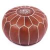 Marrakesh Gallery Genuine Leather Round Pouf Unstuffed - Moroccan Ottoman Footstool, Footrest Cover - Boho Decor - Bohemian Living Room, Bedroom, Kids Room, Gift & Wedding view 1