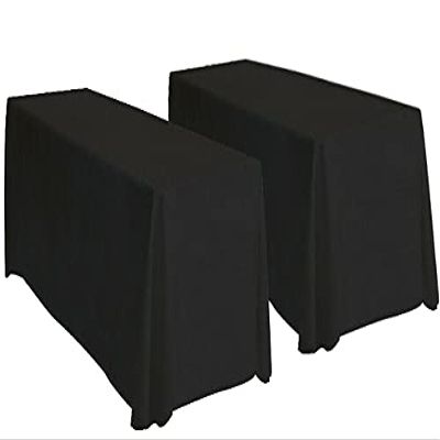 4LessCo 2 Pack of 90x132 Inch Rectangular Tablecloth, Black Polyester Table Cloth for 6 Foot Table - for Wedding, Party, Restaurant, Banquet
