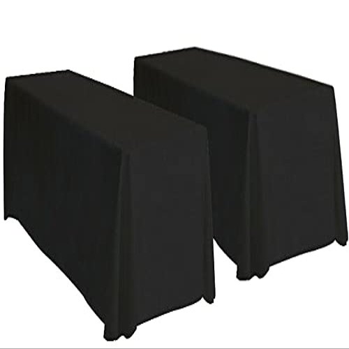 4LessCo 2 Pack of 90x132 Inch Rectangular Tablecloth, Black Polyester Table Cloth for 6 Foot Table - for Wedding, Party, Restaurant, Banquet