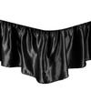 Bed Skirt - Ruffled Bed Skirt with Split Corners Black, Cal King Size, 18 Inch Drop Bedskirt with Platform Three Sided Coverage Soft Silky Satin Fabric and Luxurious Look Bed Skirts view 1