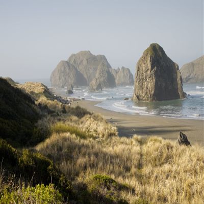 Coastal Ocean Sea Stacks and Beach at Morning Photo Wall Art (Acrylic, 12x18)