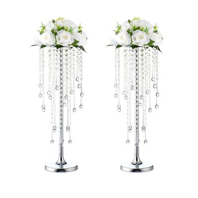 2pcs Wedding Home Decoration Flower Road Leads Gold Acrylic Crystal Wedding Table Centerpiece