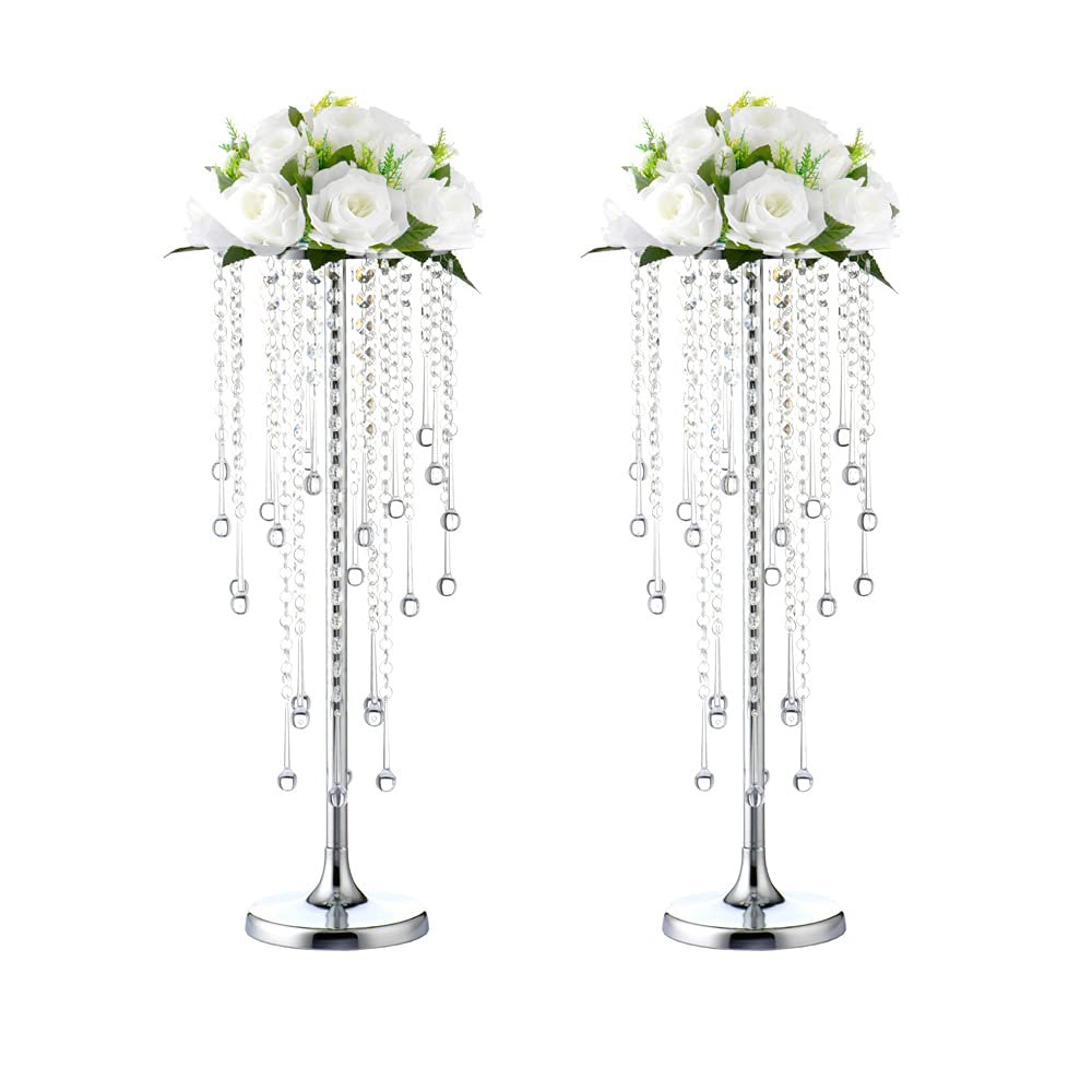 2pcs Wedding Home Decoration Flower Road Leads Gold Acrylic Crystal Wedding Table Centerpiece