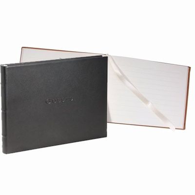 Graphic Image Black Full-Grain Leather Guests Book for a Lasting Record (r) -