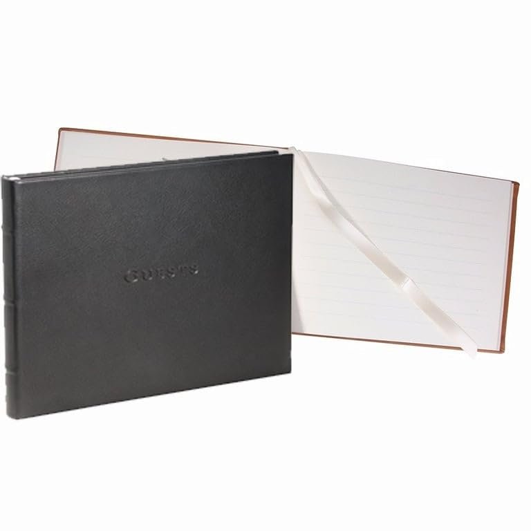 Graphic Image Black Full-Grain Leather Guests Book for a Lasting Record (r) -