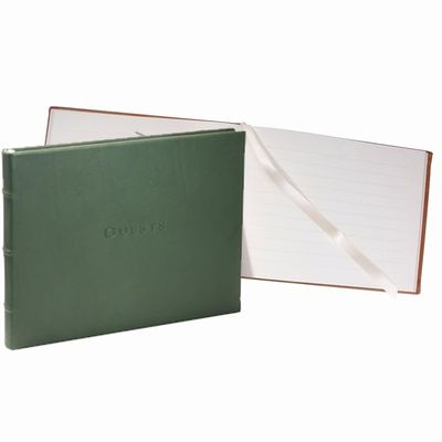 Graphic Image Guest Book - Leather Bound Book Green - Fine Collectible Edition - Made in USA Quality Leather - Made in USA