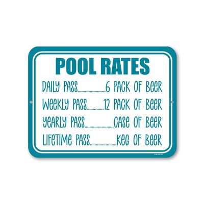 Honey Dew Gifts, Pool Rates, Funny Swimming Pool Signs, Party Signs, Locker Room Sign Decor, 9 Inch by 12 Inch, HDG-1318