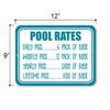 Honey Dew Gifts, Pool Rates, Funny Swimming Pool Signs, Party Signs, Locker Room Sign Decor, 9 Inch by 12 Inch, HDG-1318 view 2
