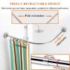 GNCCI Curved No Drill Shower Curtain Rod L Shape Telescopic Shower Curtain Rail Curved Stainless Steel Bathroom Curtain Hanger Pole for Bathroom Corner (Size : 80 to 100 x 80 to 100cm) view 2