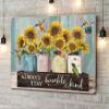Canvas Wall Art Sunflower Canvas Always Stay Humble And Kind Hummingbird Wooden Style Artwork Wall Art for Living Room Bedroom Bathroom Room Office Decor Framed 16''x24'' view 1